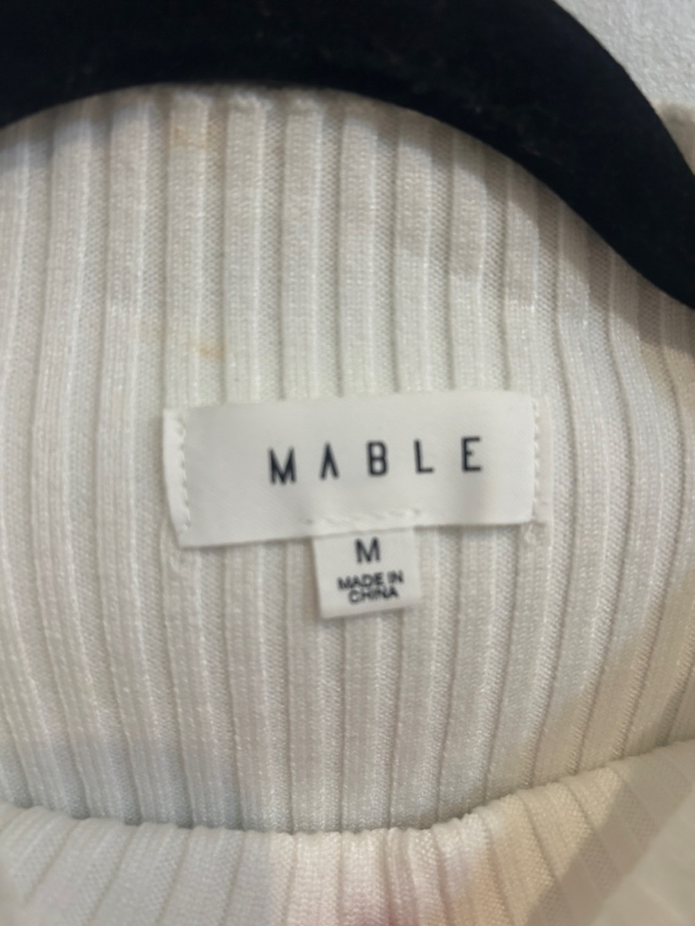 MABLE Cropped white Ribbed Mock Neck Sweater - Picture 2 of 3